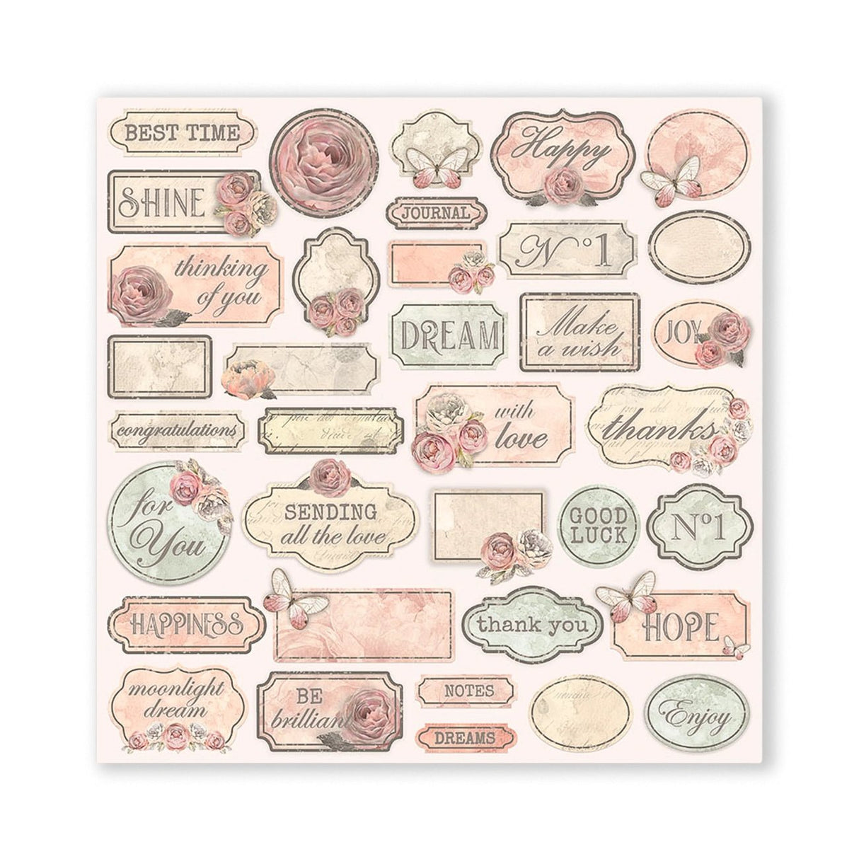 Scrapbook - Block "Shabby Rose" - Double Face - 10 Seiten - 20,3 x 20,3 (8x8 inch) - PerlineBeads SA