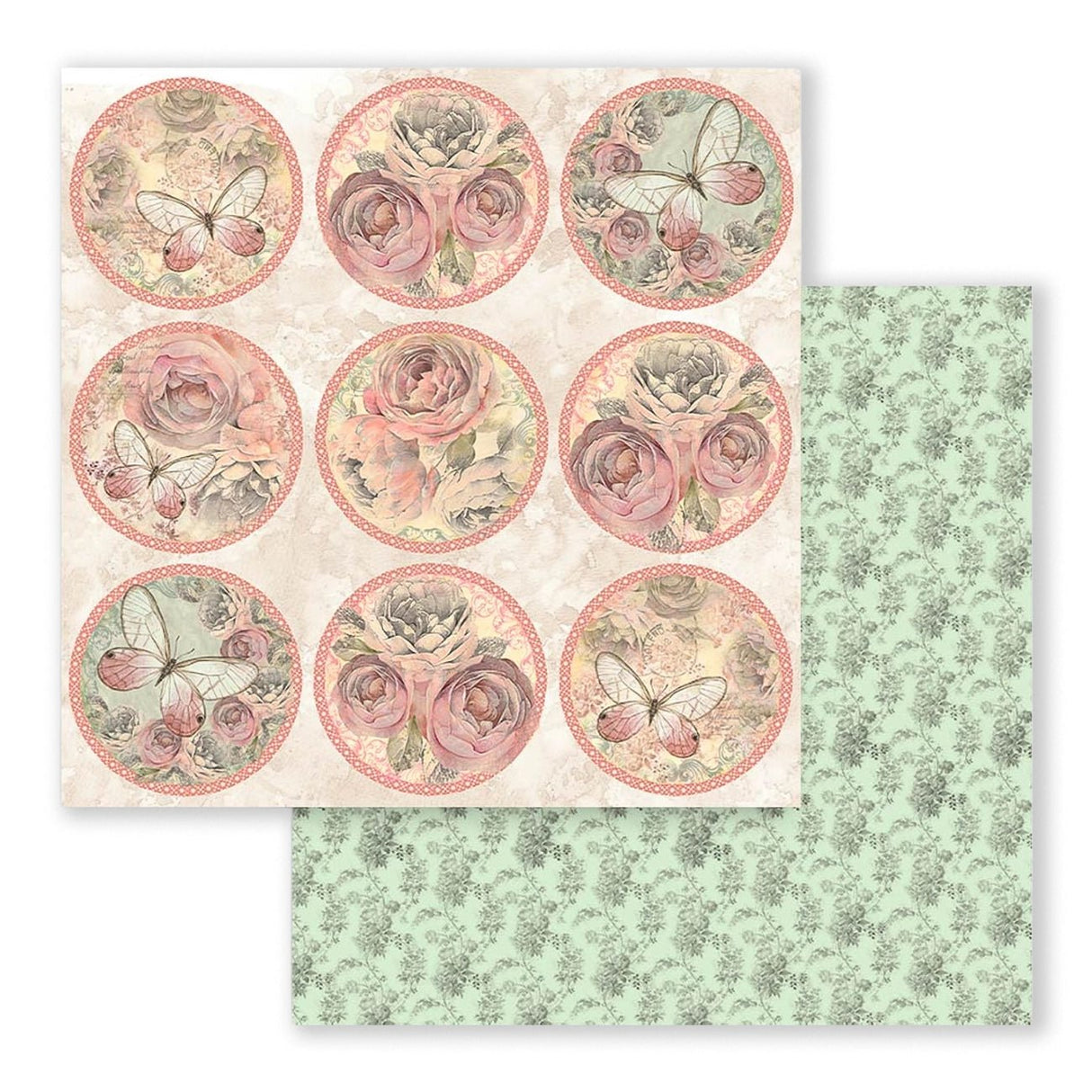 Scrapbook - Block "Shabby Rose" - Double Face - 10 Seiten - 20,3 x 20,3 (8x8 inch) - PerlineBeads SA