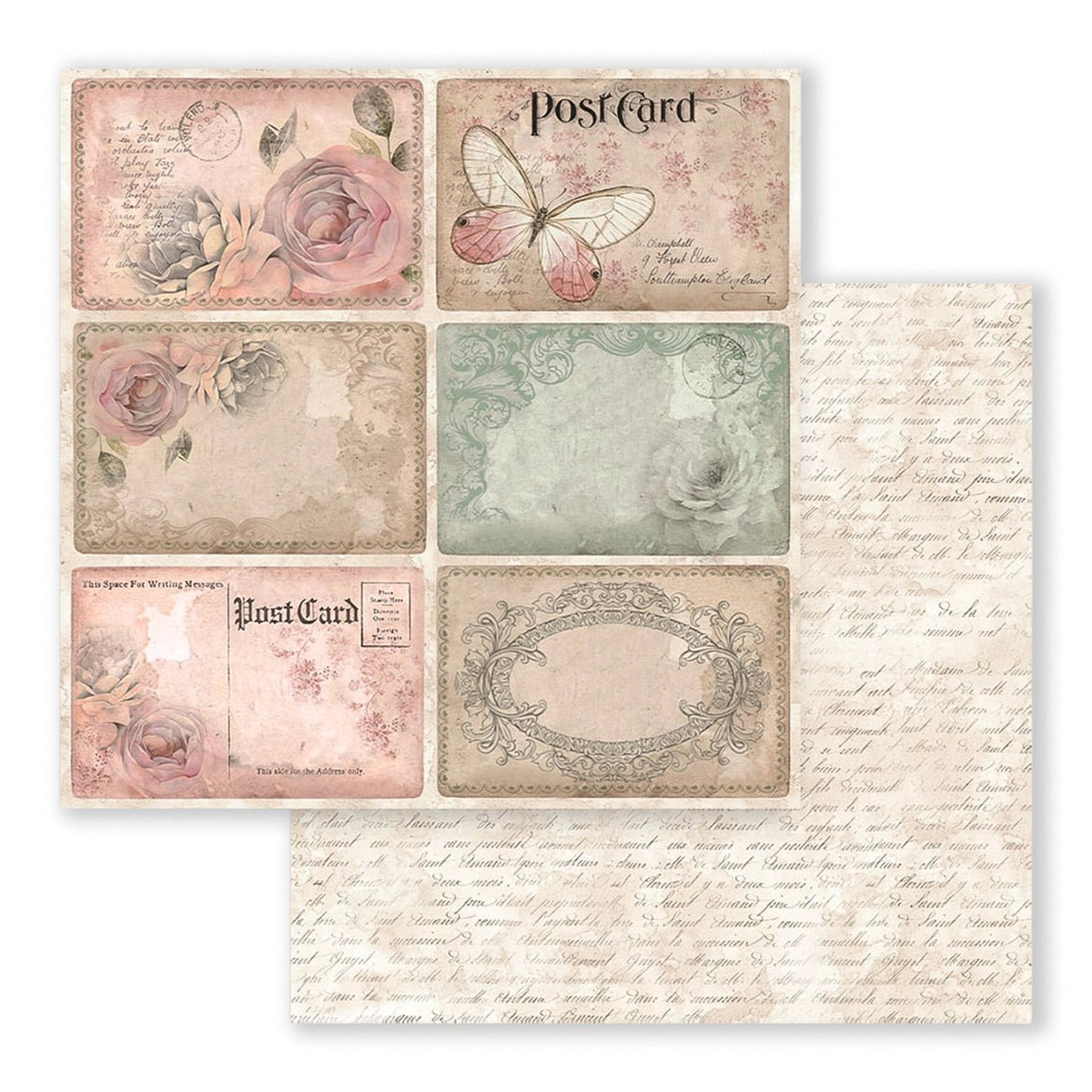 Scrapbook - Block "Shabby Rose" - Double Face - 10 Seiten - 20,3 x 20,3 (8x8 inch) - PerlineBeads SA