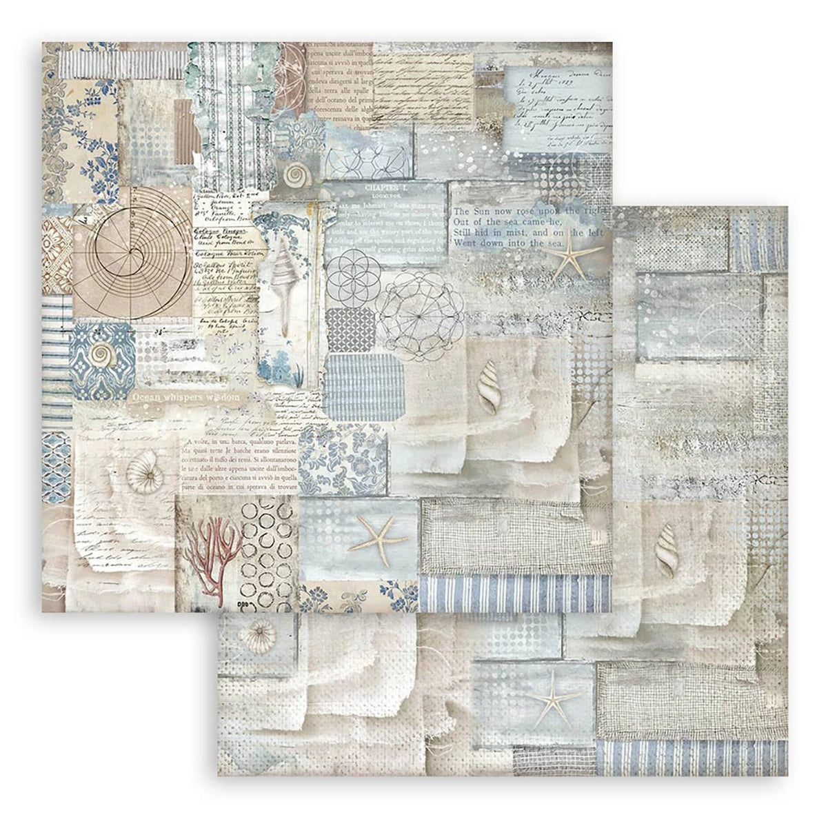 Scrapbook - Block "Silent Sea" Backgrounds - Double Face - 10 Seiten - 20,3 x 20,3 (8x8 inch) - PerlineBeads SA