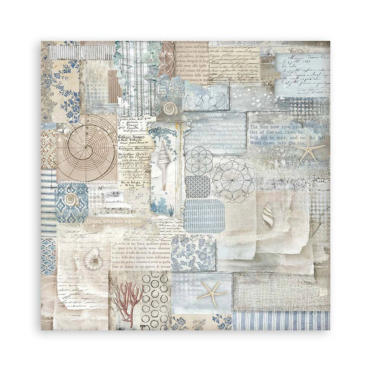 Scrapbook - Block "Silent Sea" Backgrounds - Double Face - 10 Seiten - 20,3 x 20,3 (8x8 inch) - PerlineBeads SA