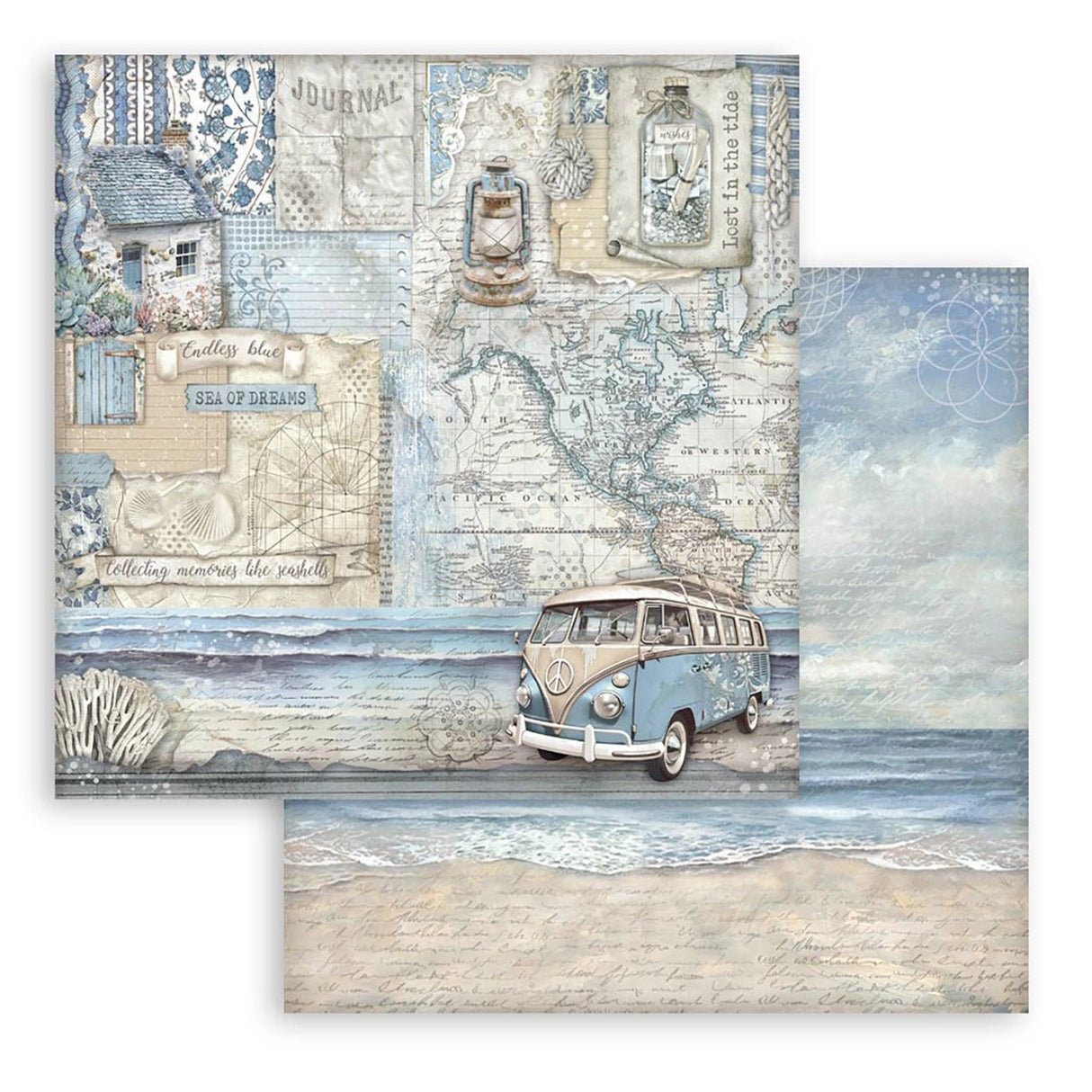 Scrapbook - Block "Silent Sea" - Double Face - 10 Seiten - 20,3 x 20,3 (8x8 inches) - PerlineBeads SA