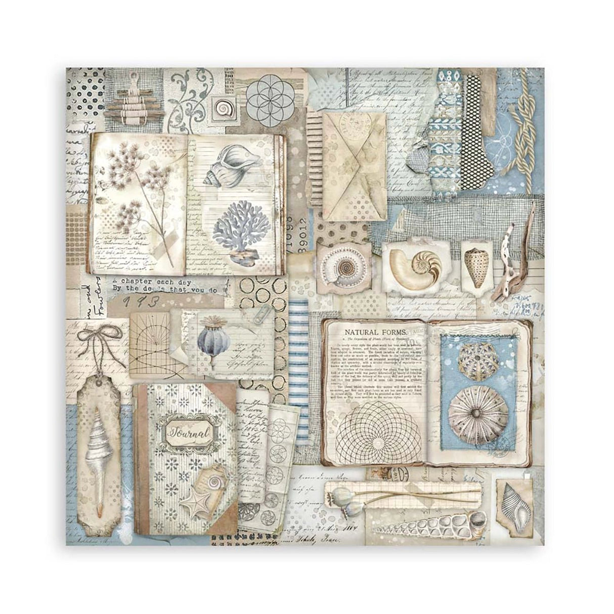 Scrapbook - Block "Silent Sea" - Double Face - 10 Seiten - 20,3 x 20,3 (8x8 inches) - PerlineBeads SA