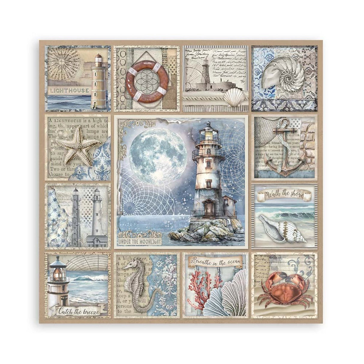 Scrapbook - Block "Silent Sea" - Double Face - 10 Seiten - 20,3 x 20,3 (8x8 inches) - PerlineBeads SA
