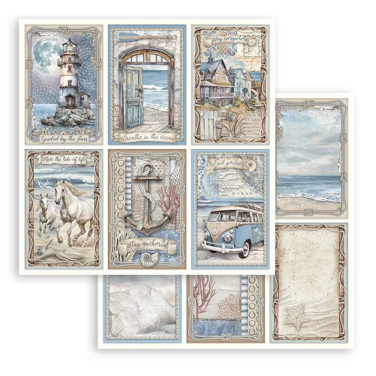 Scrapbook - Block "Silent Sea" - Double Face - 10 Seiten - 20,3 x 20,3 (8x8 inches) - PerlineBeads SA