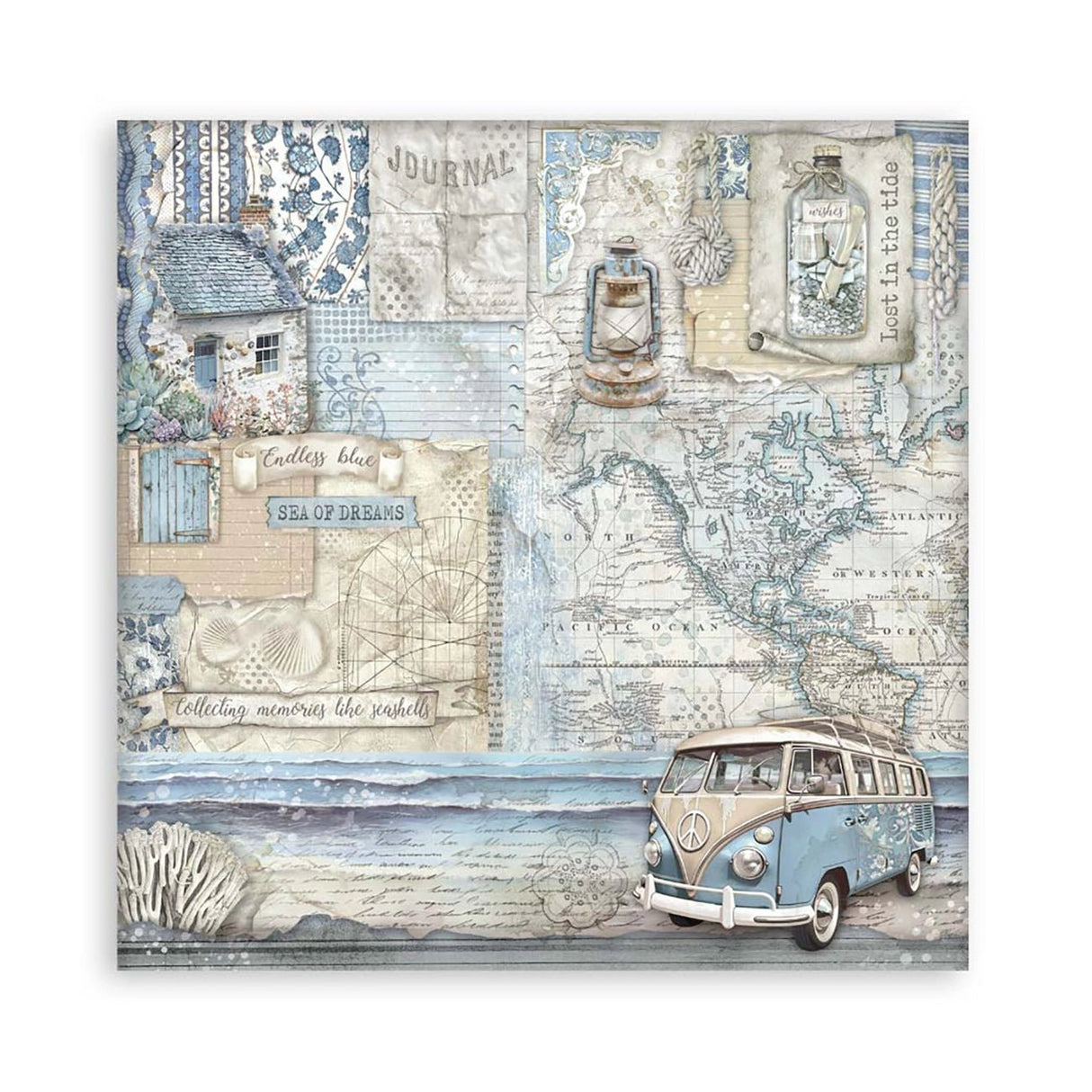 Scrapbook - Block "Silent Sea" - Double Face - 10 Seiten - 20,3 x 20,3 (8x8 inches) - PerlineBeads SA