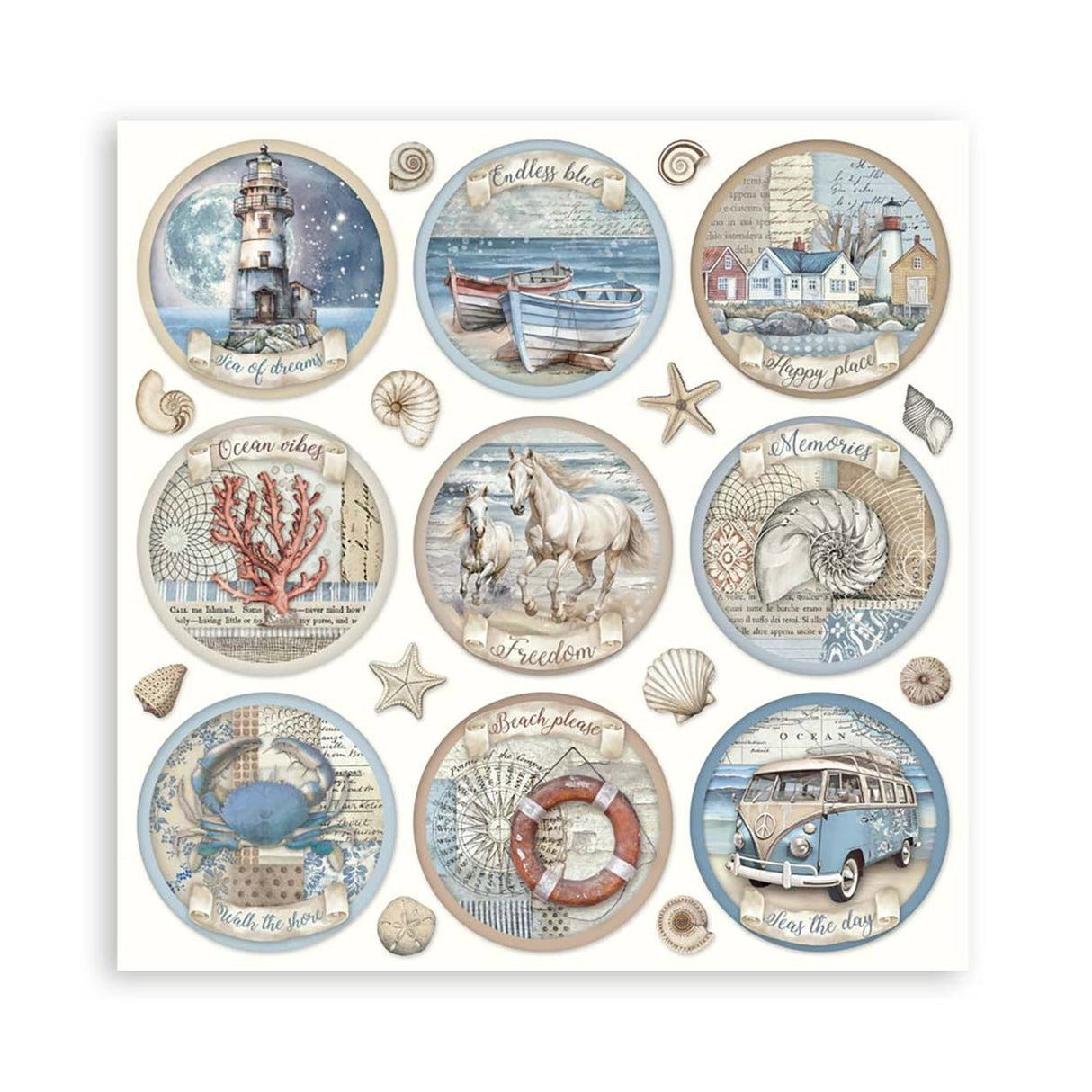 Scrapbook - Block "Silent Sea" - Double Face - 10 Seiten - 30,5 x 30,5 cm (12 x 12 inch) - PerlineBeads SA