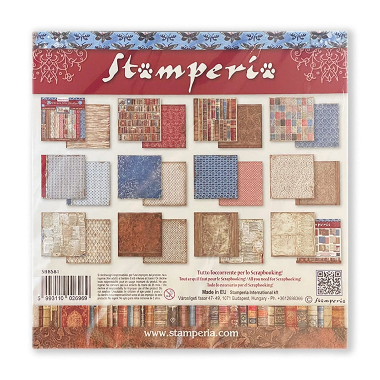 Scrapbook-Block "Vintage Library" Backgrounds - Double Face - 10 Seiten - 30,5 x 30,5 (12x12 inch) - perlinebeads.ch