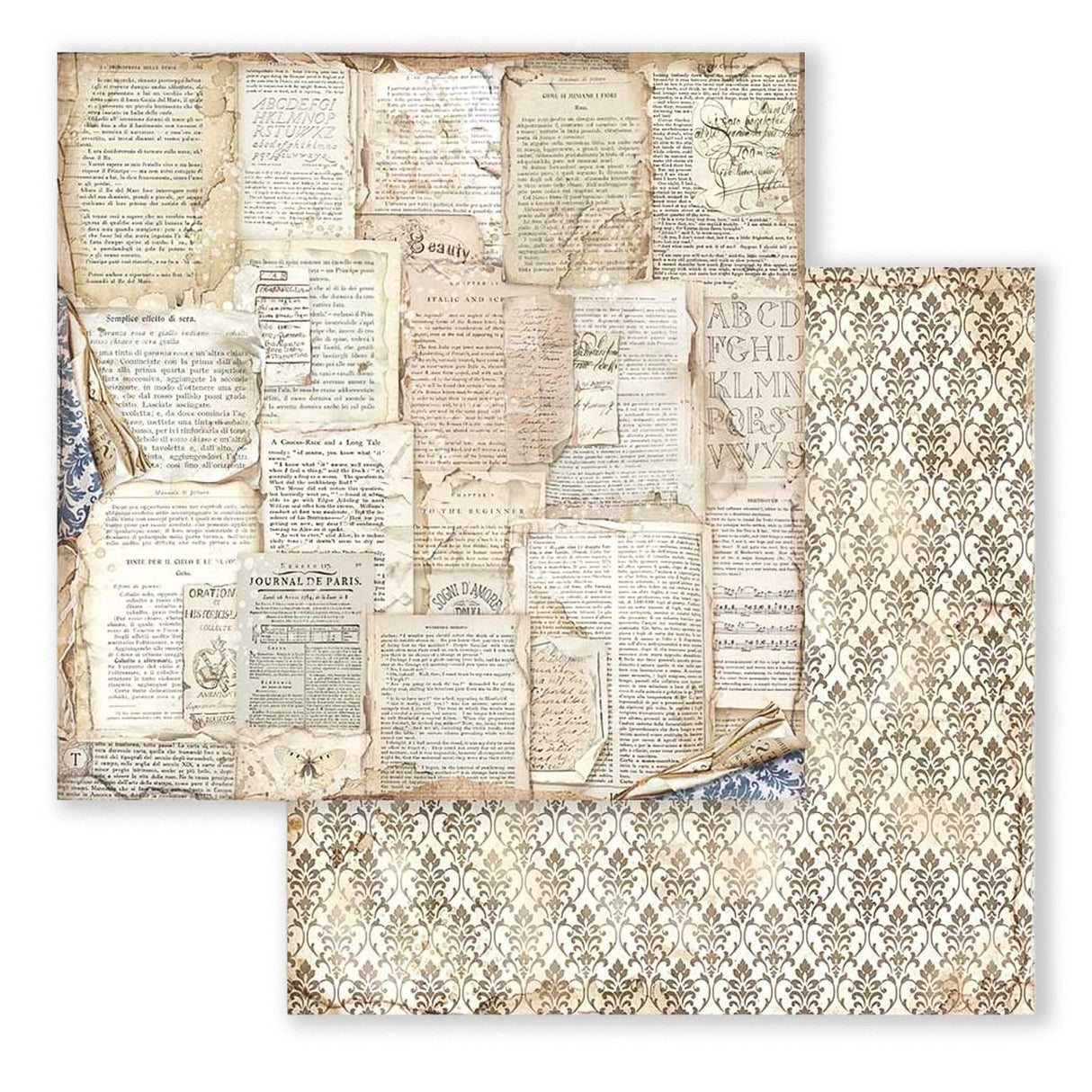 Scrapbook-Block "Vintage Library" Backgrounds - Double Face - 10 Seiten - 30,5 x 30,5 (12x12 inch) - perlinebeads.ch