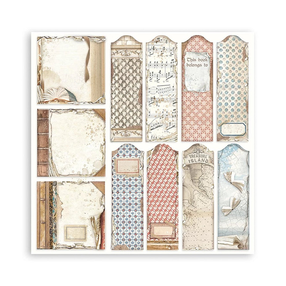 Scrapbook - Block "Vintage Library" - Double Face - 10 Seiten - 20,3 x 20,3 (8x8 inch) - PerlineBeads SA