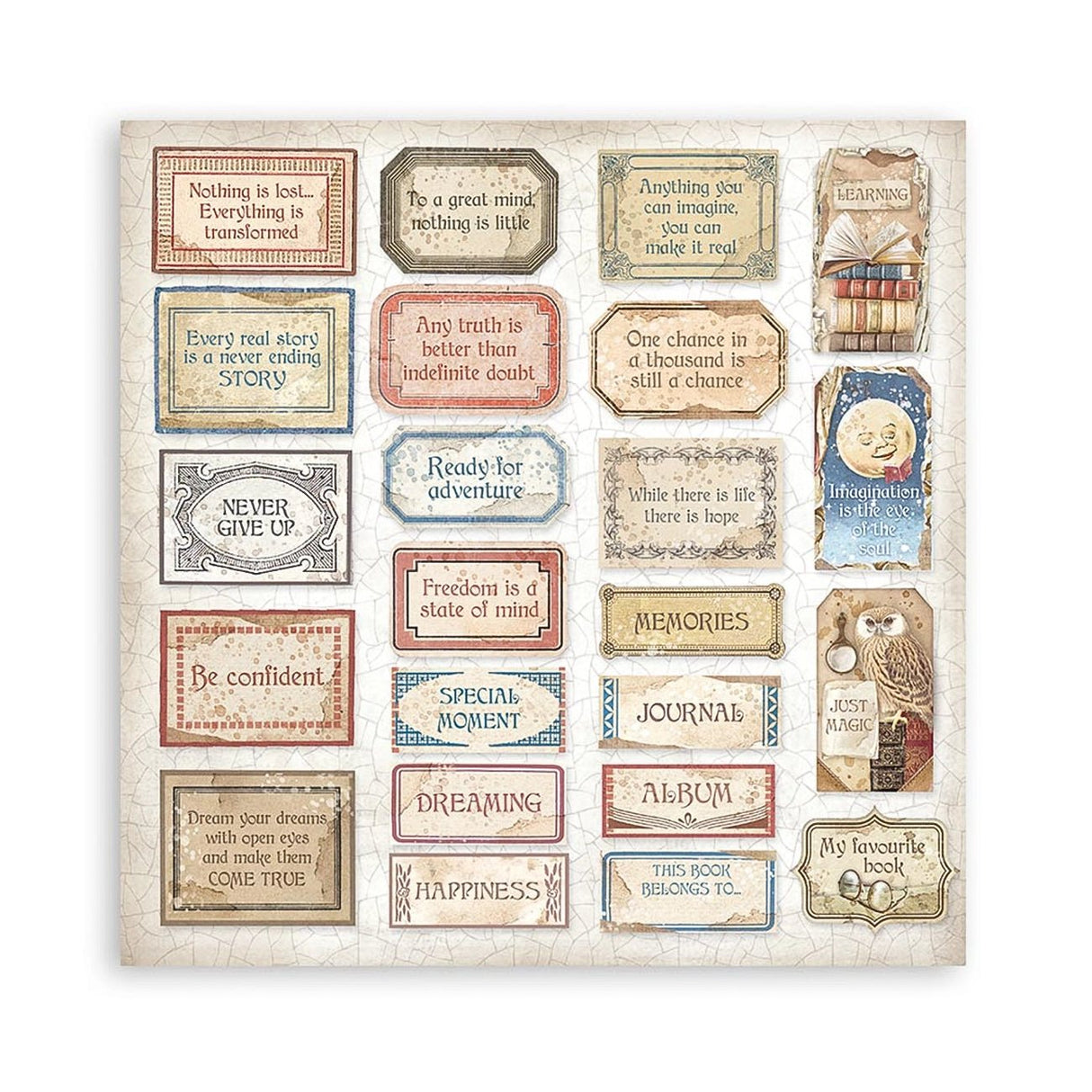 Scrapbook - Block "Vintage Library" - Double Face - 10 Seiten - 20,3 x 20,3 (8x8 inch) - PerlineBeads SA