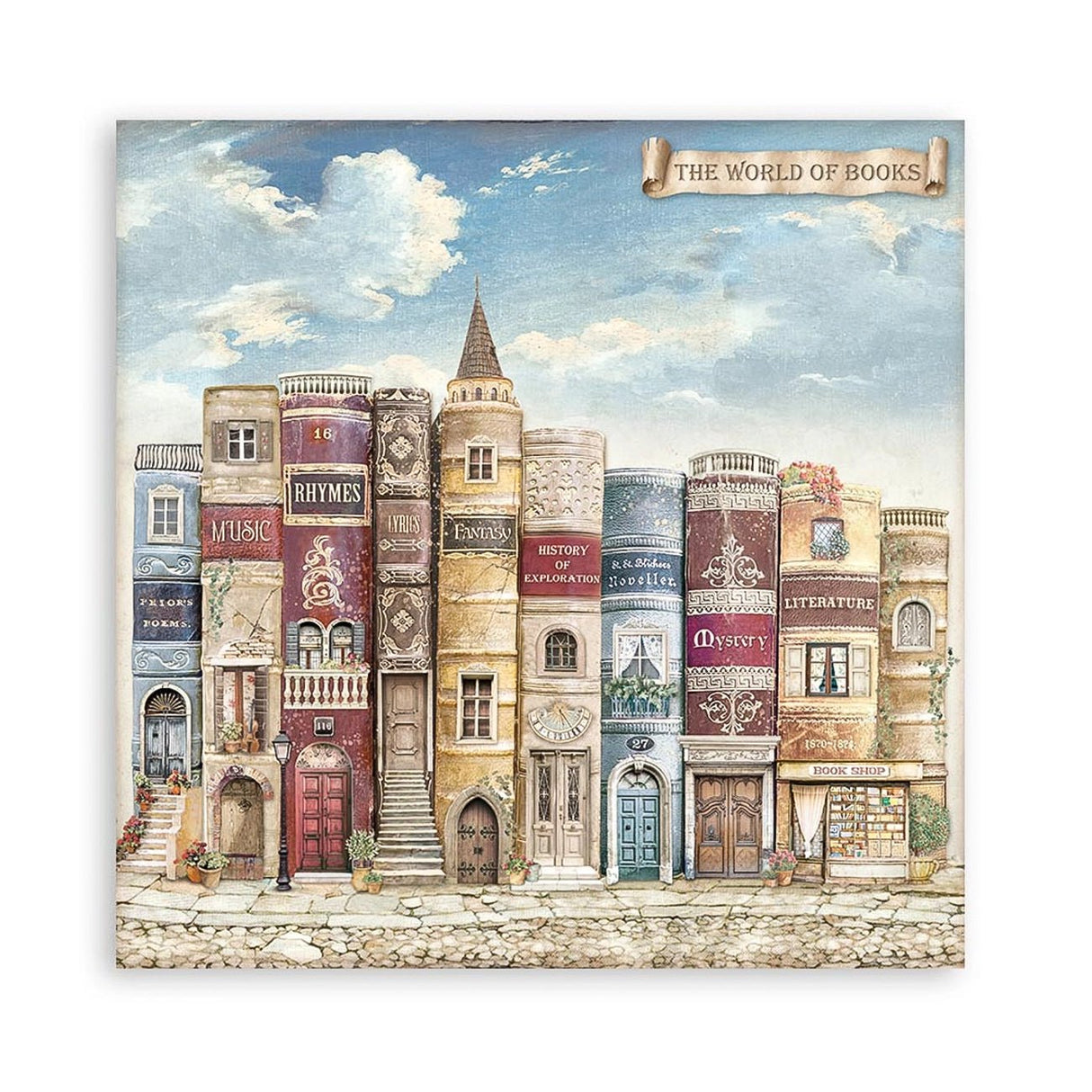 Scrapbook - Block "Vintage Library" - Double Face - 10 Seiten - 20,3 x 20,3 (8x8 inch) - PerlineBeads SA