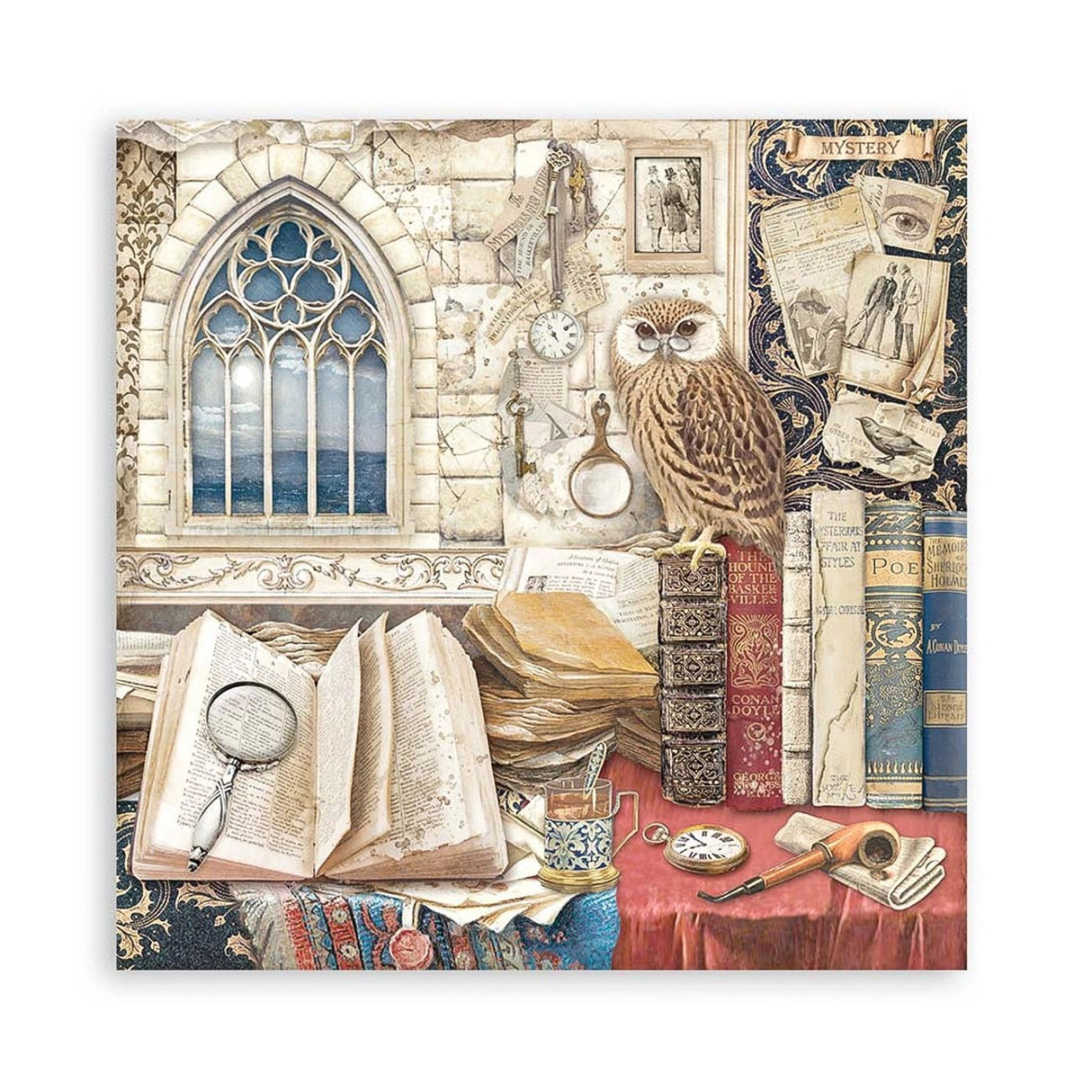 Scrapbook - Block "Vintage Library" - Double Face - 10 Seiten - 30,5 x 30,5 cm (12 x 12 inch) - PerlineBeads SA