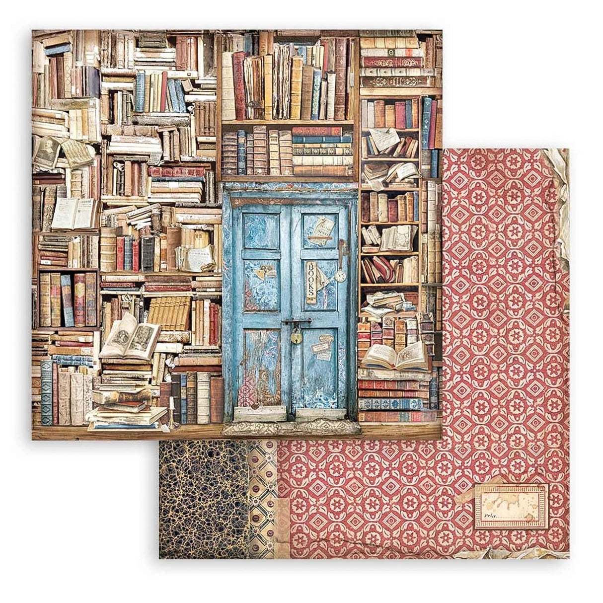Scrapbook - Block "Vintage Library" - Double Face - 10 Seiten - 30,5 x 30,5 cm (12 x 12 inch) - PerlineBeads SA