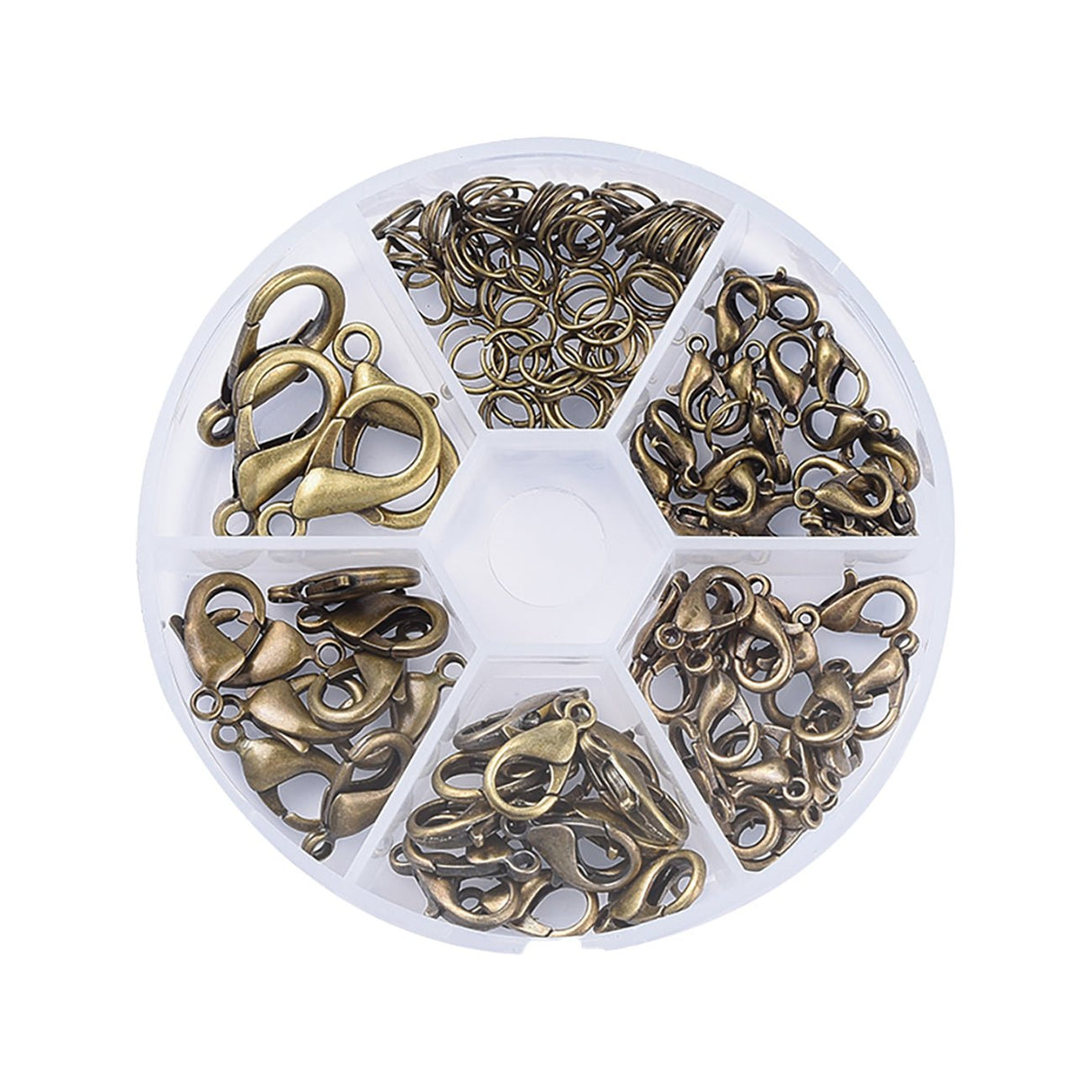 Set mit Karabinerverschlüsse und Biegeringe - Farbe Bronze antik - PerlineBeads SA