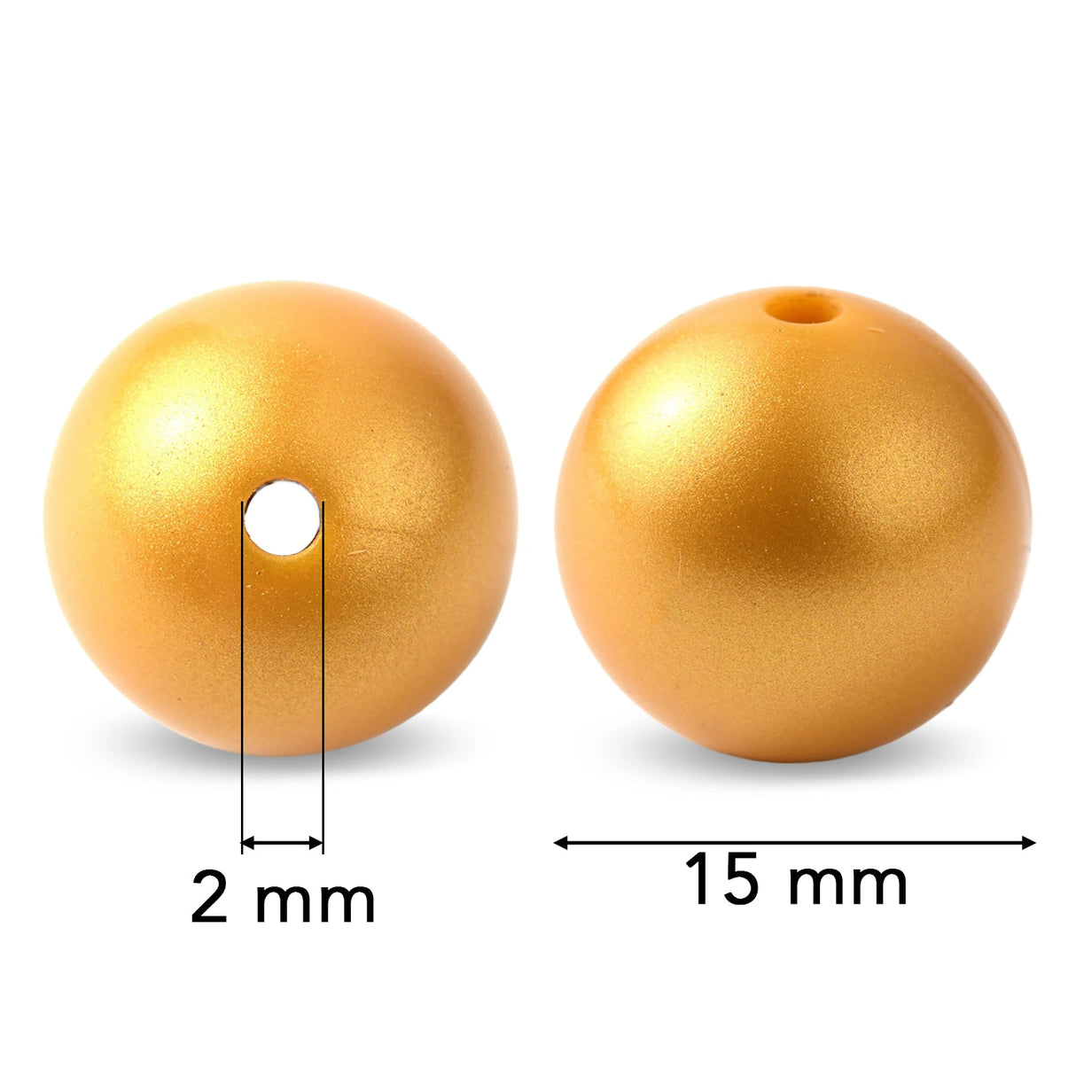 Silikonperlen rund, Gold, 15 mm - PerlineBeads SA