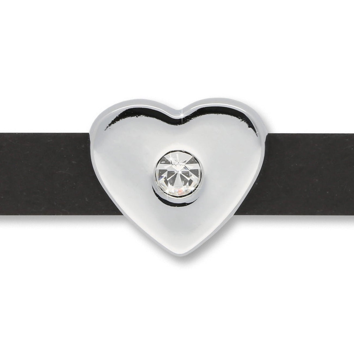 Slider «Heart» Silver mit Strass – Funkelnde Liebe - PerlineBeads SA