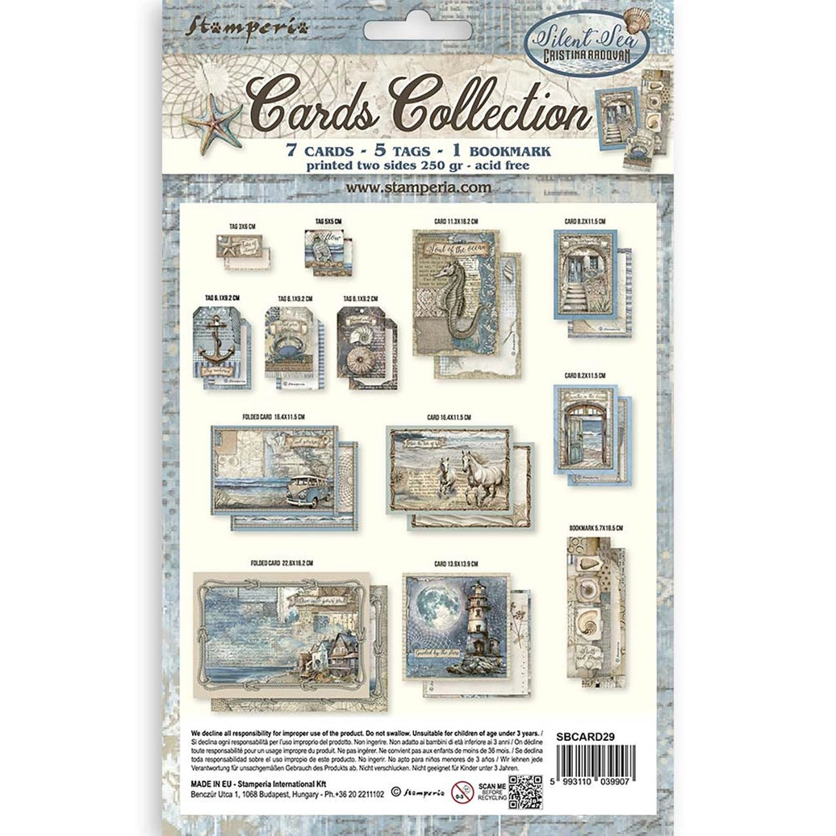 Stamperia "Silent Sea" - Cards Collection - PerlineBeads SA