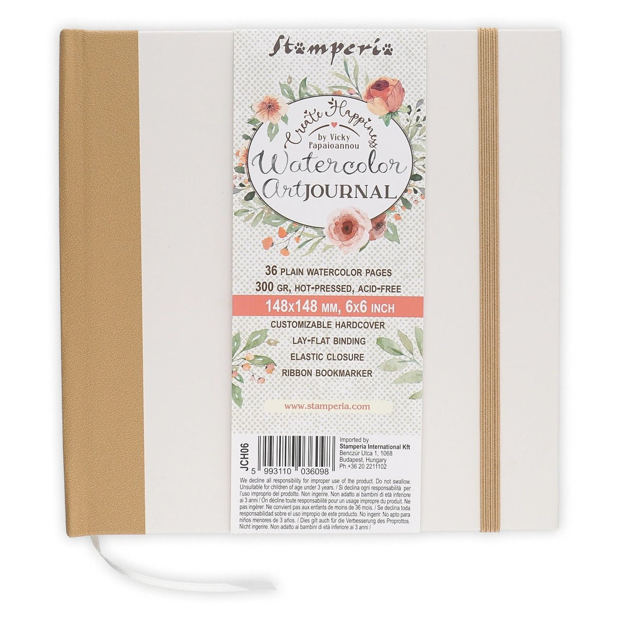 Stamperia Sketchbook – Create Happiness Mixed Media Journal (14,8 x 14,8 cm) - PerlineBeads SA