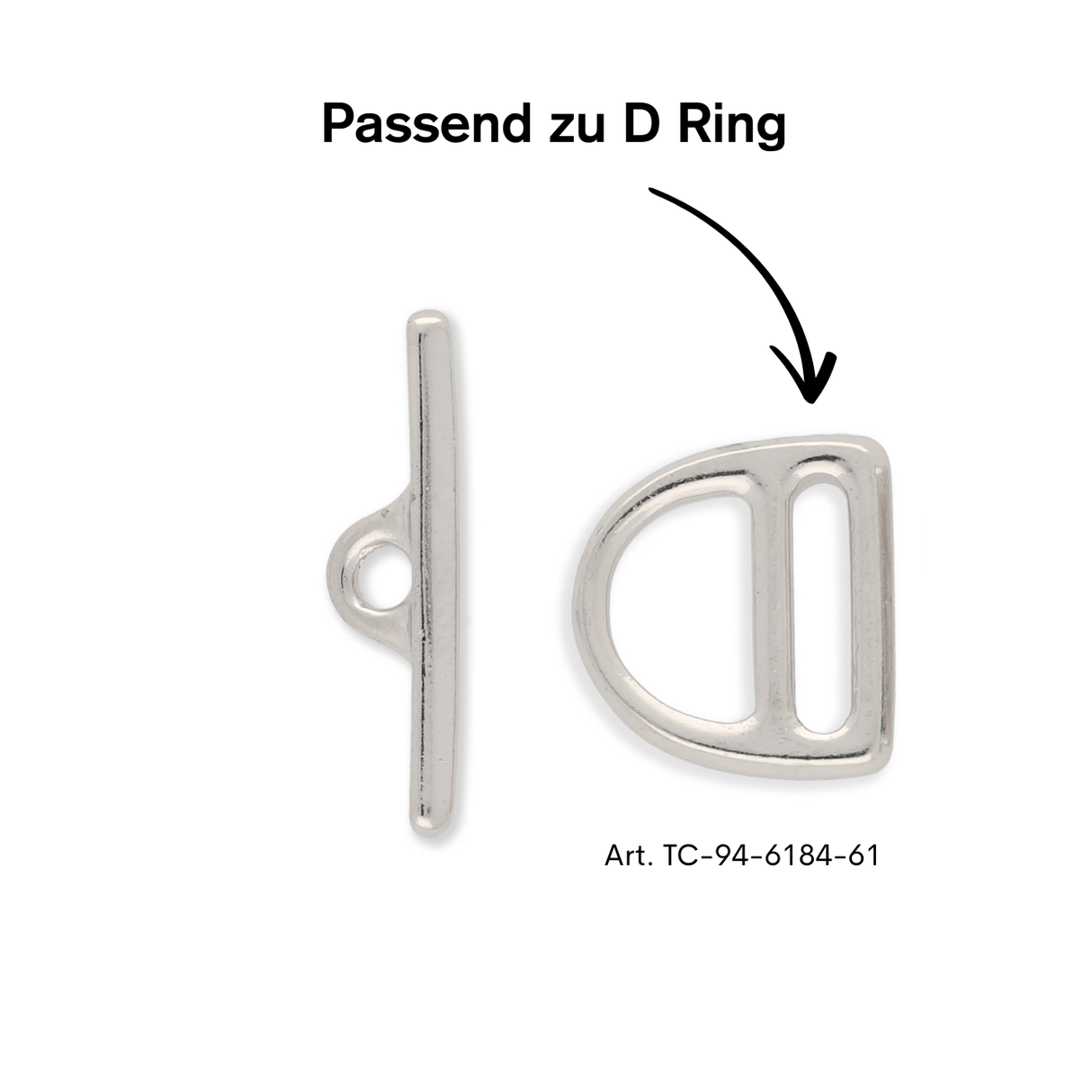 Tierra Cast - Knebel zu D Ring - Helles Rhodium - PerlineBeads SA