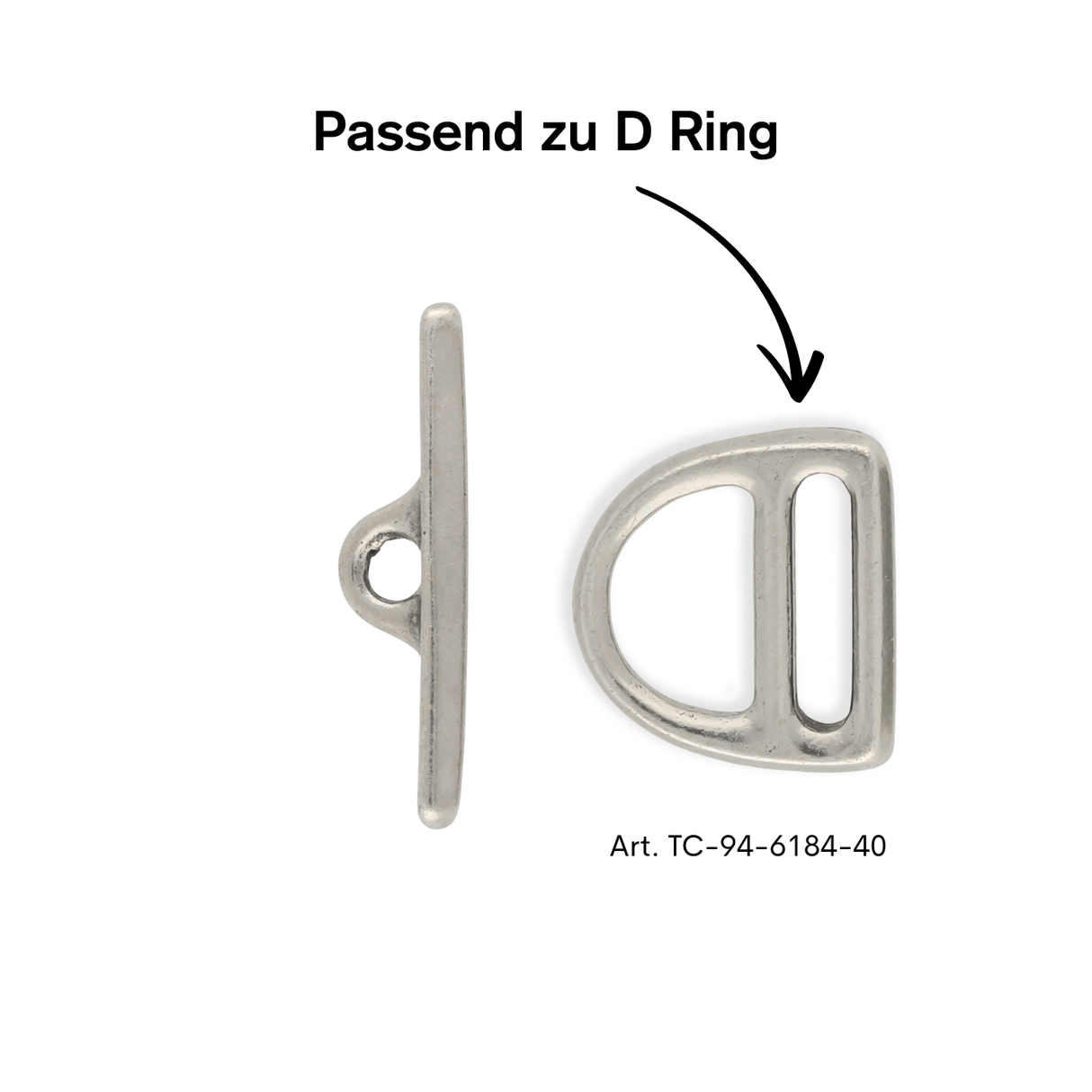 Tierra Cast - Knebel zu D Ring - Zinnfarbe - PerlineBeads SA