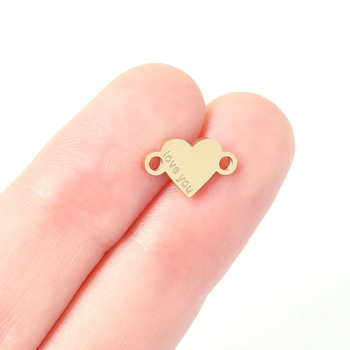 Verbindungselement Herz "love you" - Edelstahl PVD - vergoldet - PerlineBeads SA