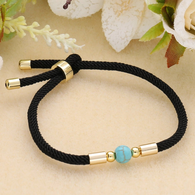 Verstellbares Armband aus geflochtenem Nylon – Schwarz - PerlineBeads SA