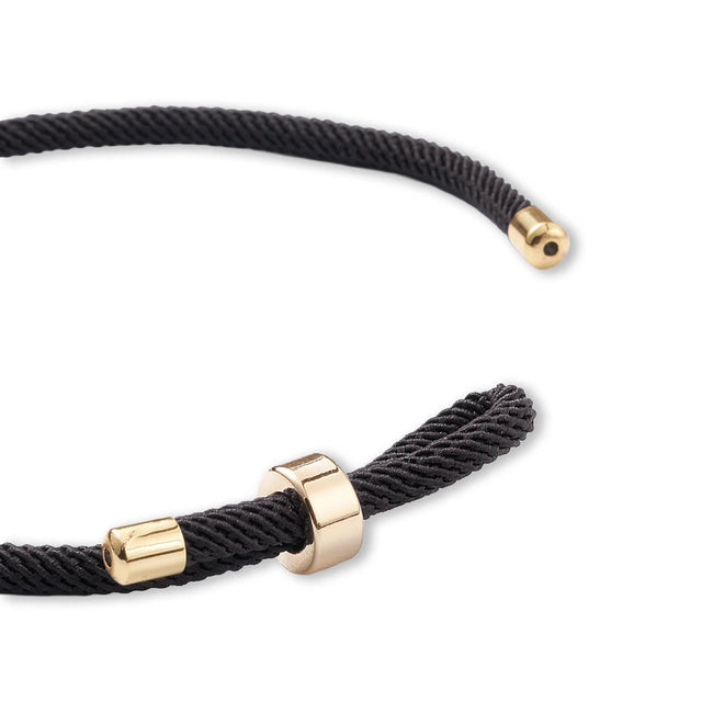 Verstellbares Armband aus geflochtenem Nylon – Schwarz - PerlineBeads SA