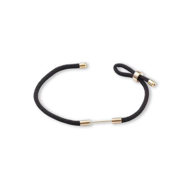 Verstellbares Armband aus geflochtenem Nylon – Schwarz - PerlineBeads SA