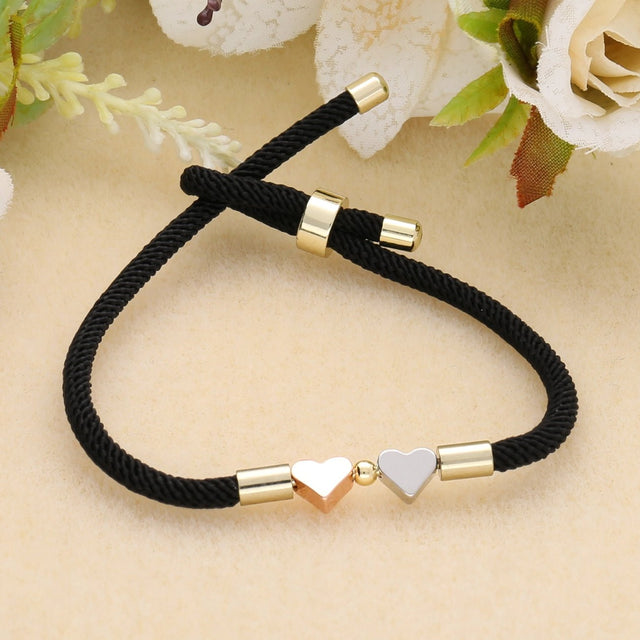 Verstellbares Armband aus geflochtenem Nylon – Schwarz - PerlineBeads SA