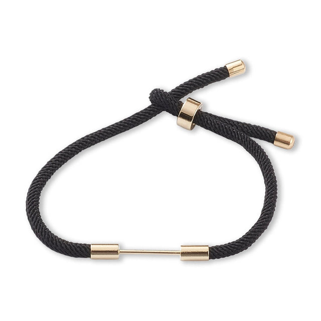 Verstellbares Armband aus geflochtenem Nylon – Schwarz - PerlineBeads SA