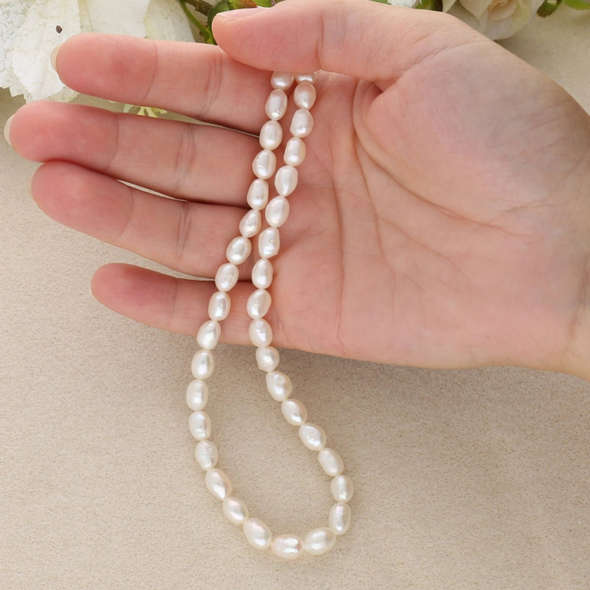 Zuchtperlen – Rice Form ca. 7 - 8 × 6 mm - PerlineBeads SA