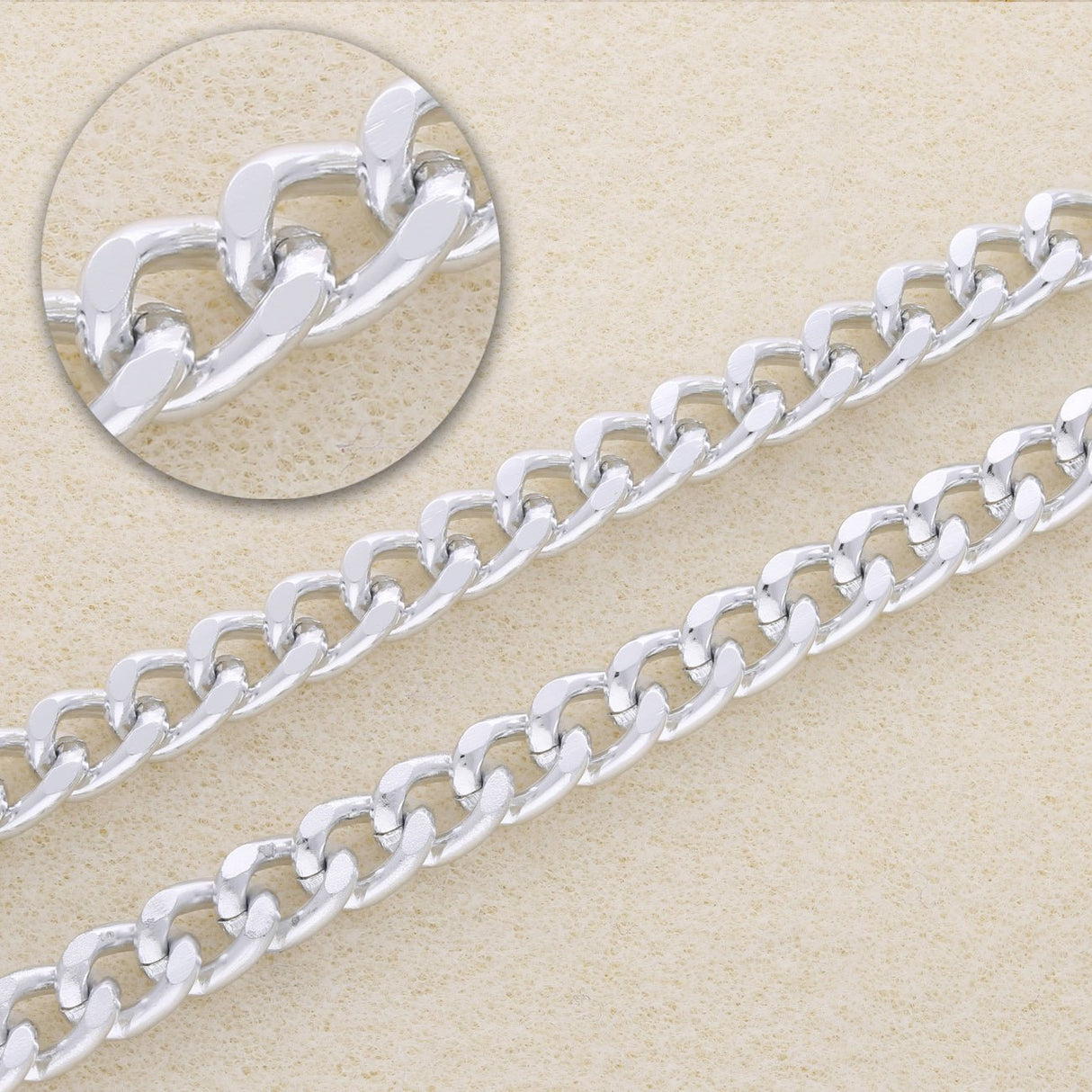 Aluminium Panzerkette - Farbe Silber - PerlineBeads