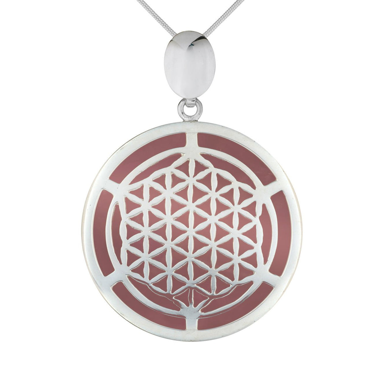 Anhänger Blume des Lebens, Silber und Rosenquarz - PerlineBeads