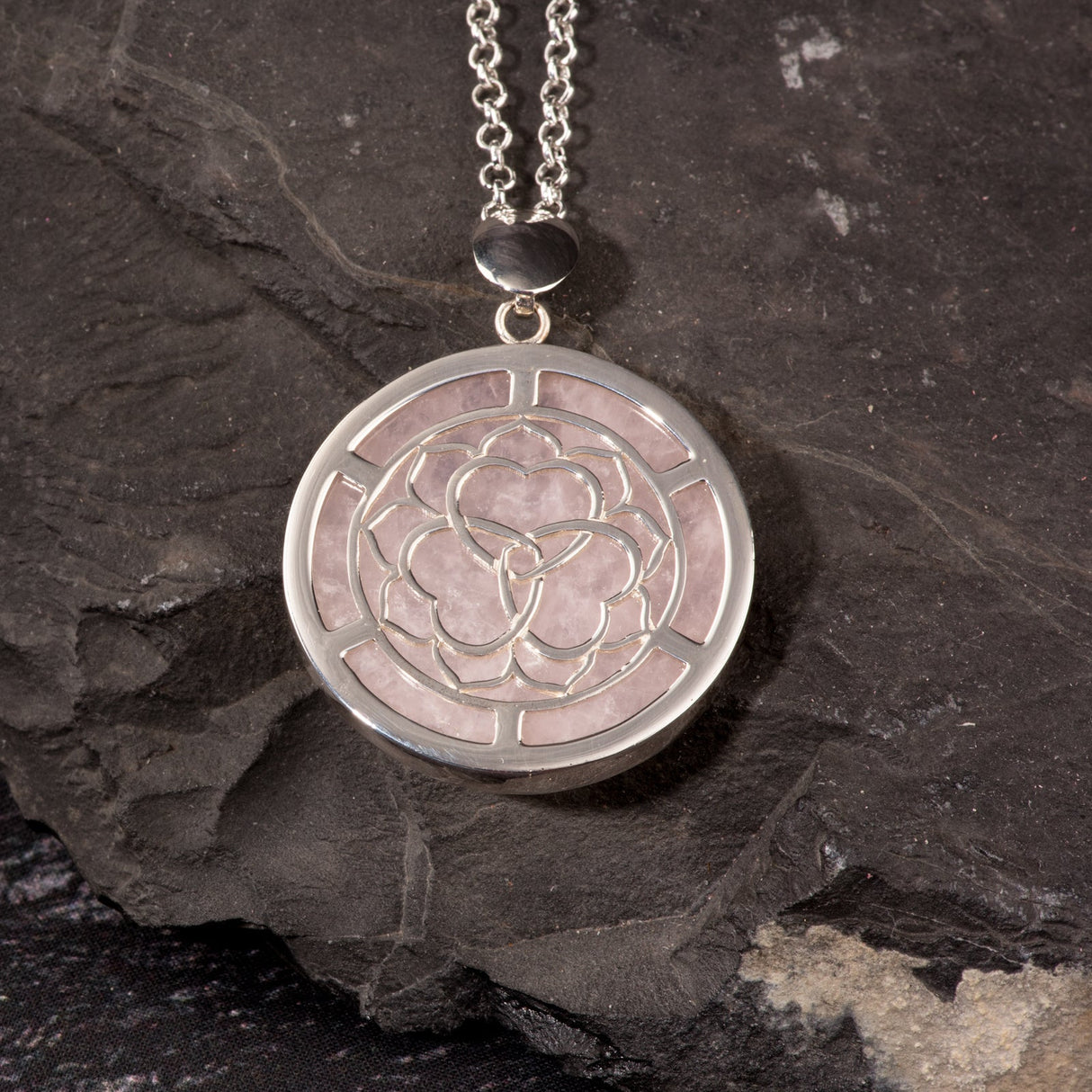 Anhänger Letizia, Silber und Rosenquarz - PerlineBeads