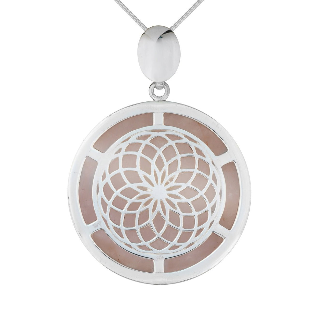 Anhänger Liberty, Silber und Rosenquarz - PerlineBeads