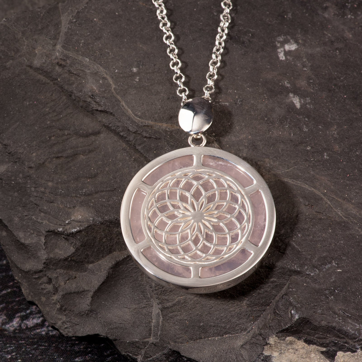 Anhänger Liberty, Silber und Rosenquarz - PerlineBeads