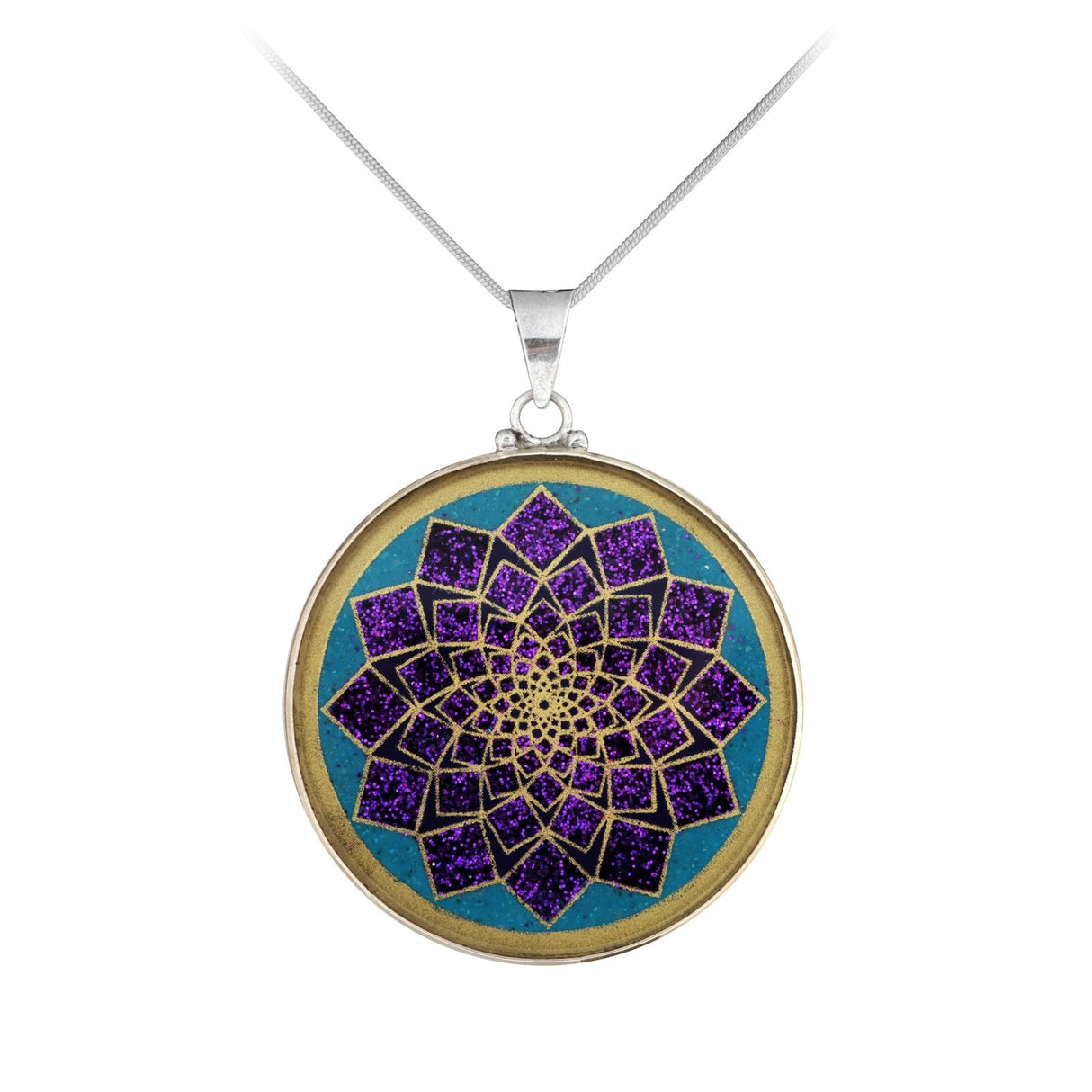 Anhänger Lotus Blume, Silber mit Türkis - PerlineBeads