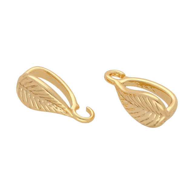 Anhängerschlaufe Blattform - Goldfarbe - PerlineBeads