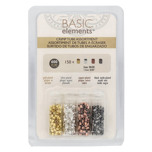 Basic Elements™ Quetschperlen (Rohr) 2 mm - Sortiert - PerlineBeads