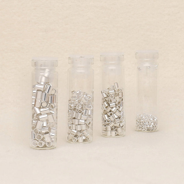 Basic Elements™ Quetschperlen (Rohr) – Sortiert - versilbert - PerlineBeads
