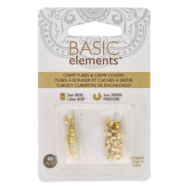 Basic Elements™ - Rohr Quetschperlen und Kaschierperlen - gold - PerlineBeads
