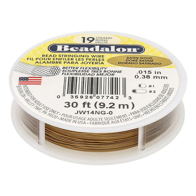 Beadalon Schmuckdraht 19 Fäden (0.38 mm) - Satin Gold - PerlineBeads