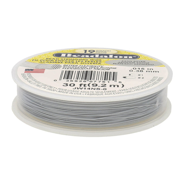 Beadalon Schmuckdraht 19 Fäden (0.38 mm) - Satin Silver (9.2 m) - PerlineBeads