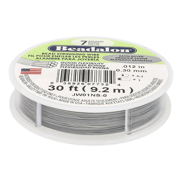 Beadalon Schmuckdraht 7 Fäden (0.30 mm) - Satin Silver - PerlineBeads