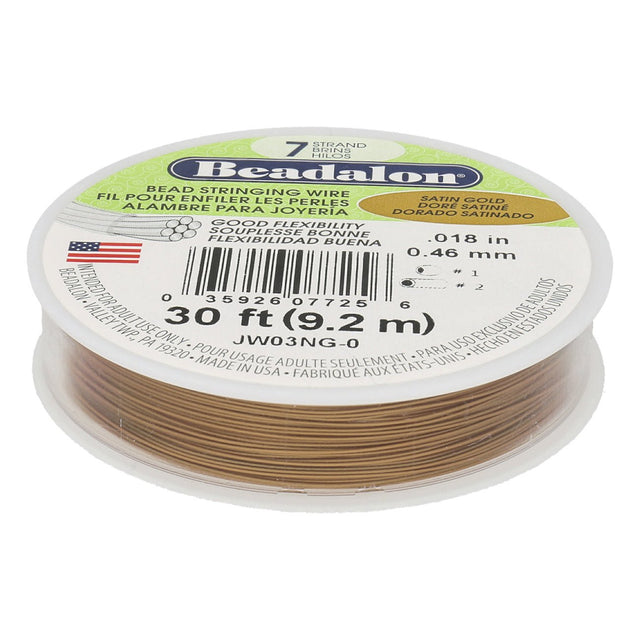Beadalon Schmuckdraht 7 Fäden (0.46 mm) - Satin Gold - PerlineBeads