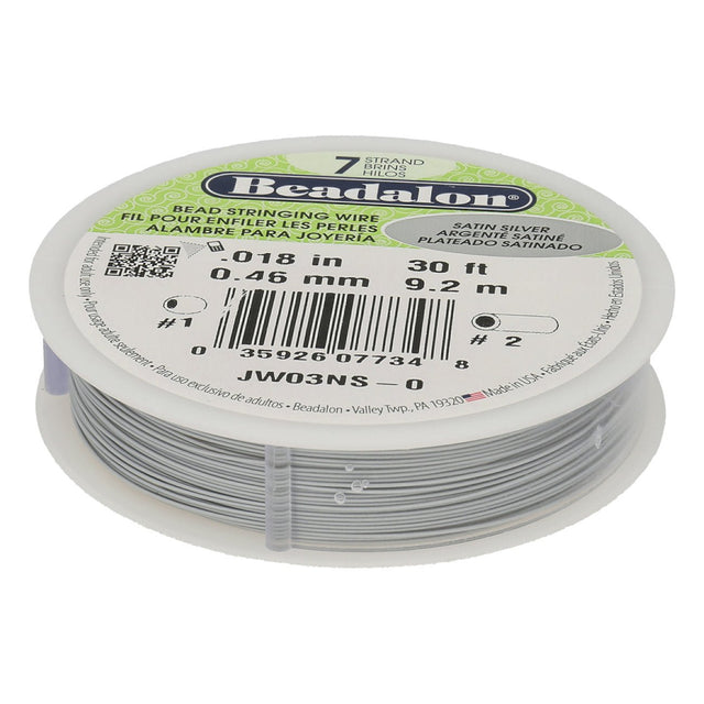 Beadalon Schmuckdraht 7 Fäden (0.46 mm) - Satin Silver - PerlineBeads