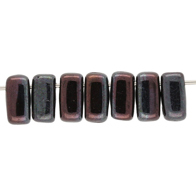 Bricks CzechMates 6x3 mm - Luster Metallic Amethyst Jet - PerlineBeads