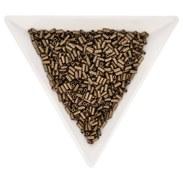 Bugle 3 mm – Matte Metallic Dark Bronze - PerlineBeads