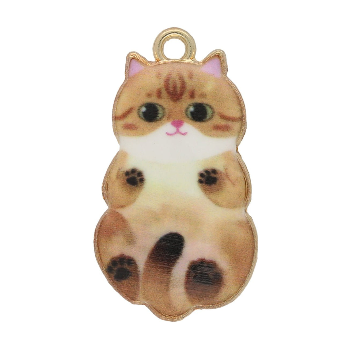 Charm / Anhänger “Katze” - Gold/Braun - PerlineBeads